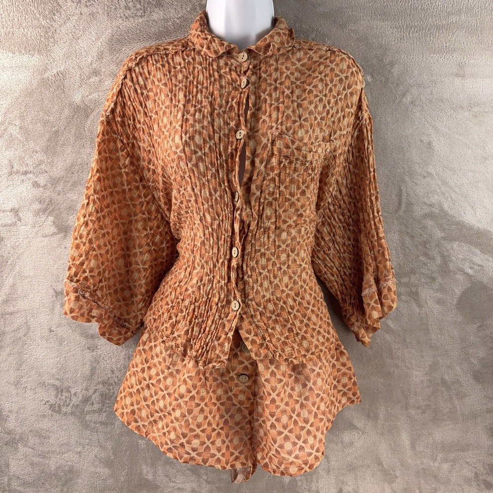 Free People Intimately Daydreamer Pajama Set Womens Size Small Orange Floral